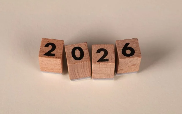 2026이라고 쓴 나무 블록
